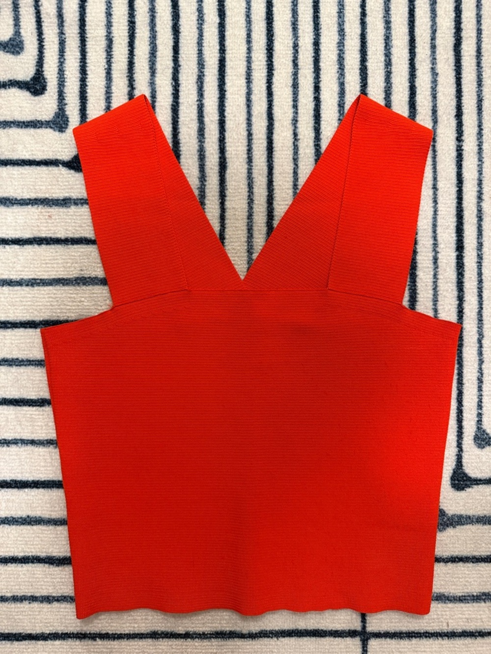 A.L.C. Ali Cropped Tank Top Rust Coral Square Neck Knit Size XS